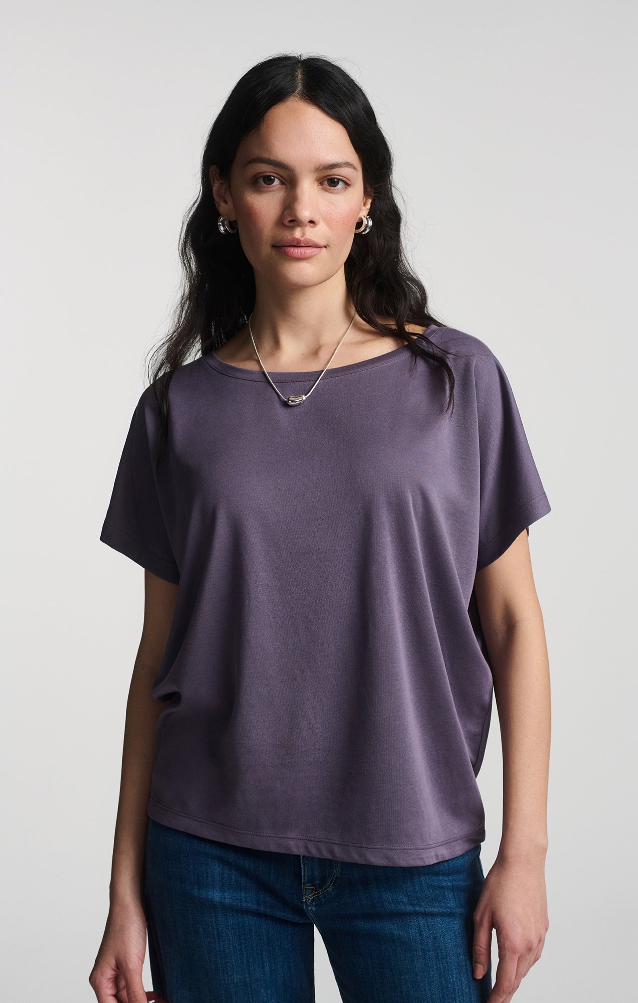 LUXE TOUCH TENCEL™ BOAT NECK T-SHIRT IN CADET - Mavi Jeans