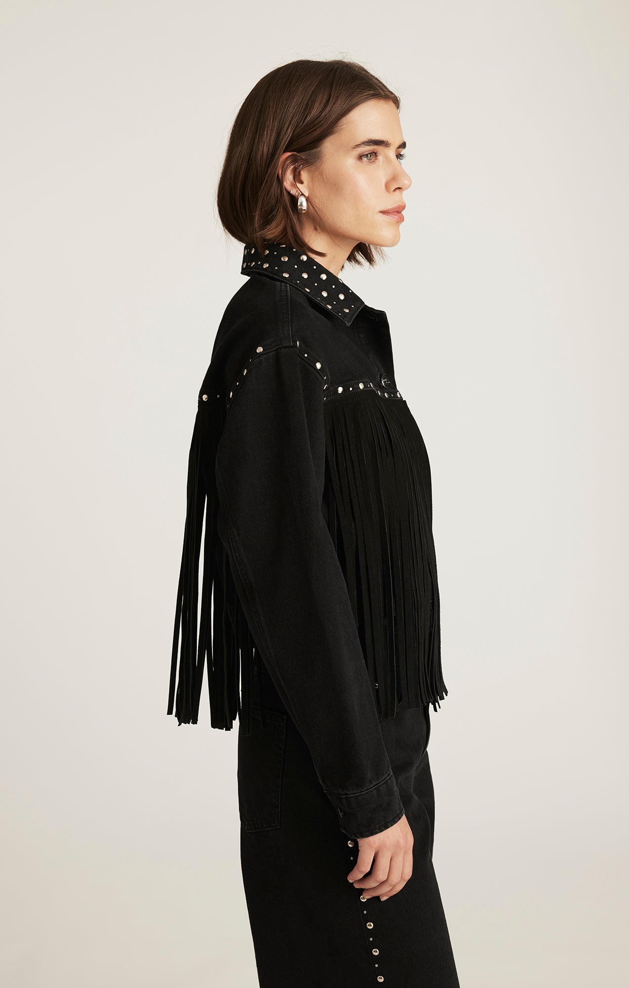 JENNA FRINGE DENIM JACKET IN SMOKE FRINGE DENIM - Mavi Jeans