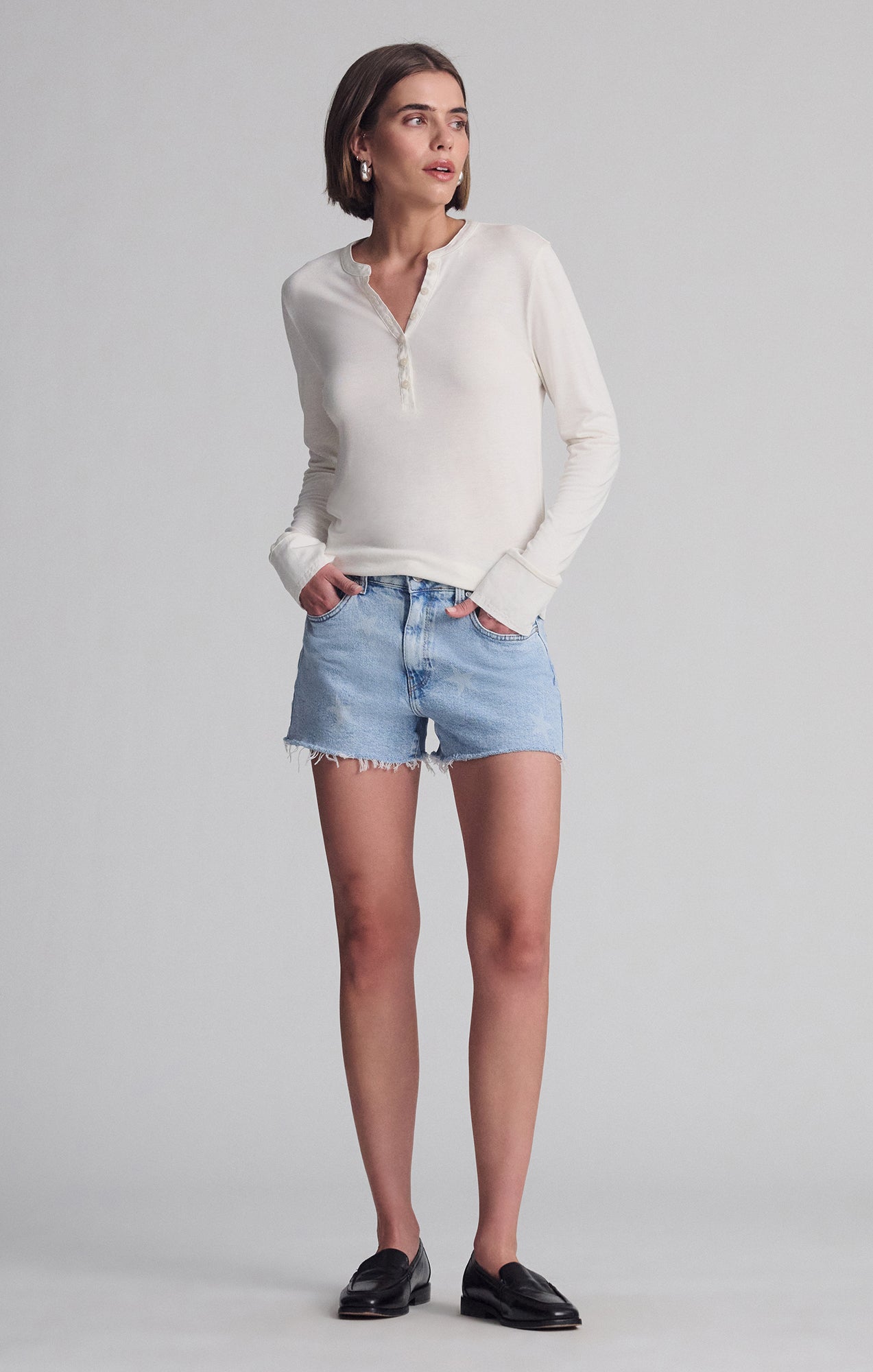 LONG SLEEVE HENLEY IN COCONUT MILK - Mavi Jeans