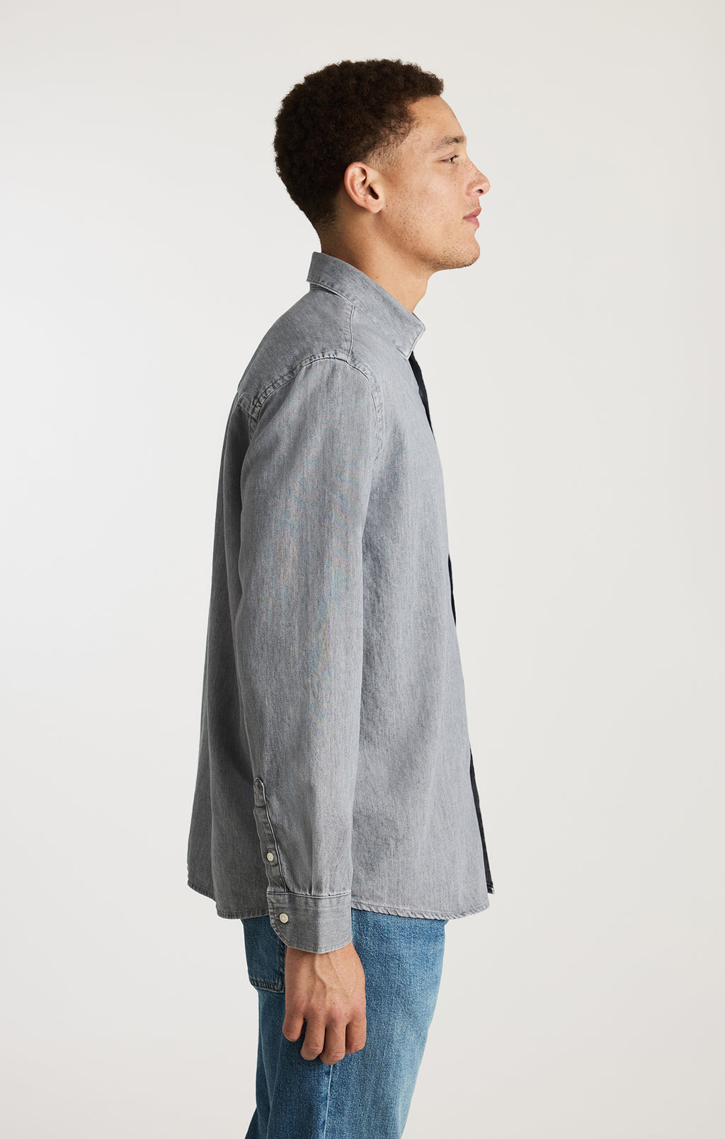 EDITION LONG SLEEVE BUTTON-UP SHIRT IN GREY INDIGO