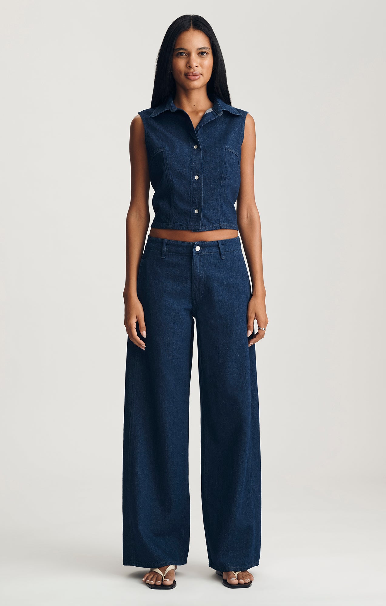 Bria Sleeveless Denim Shirt In Dark Linen Denim – Mavi Jeans