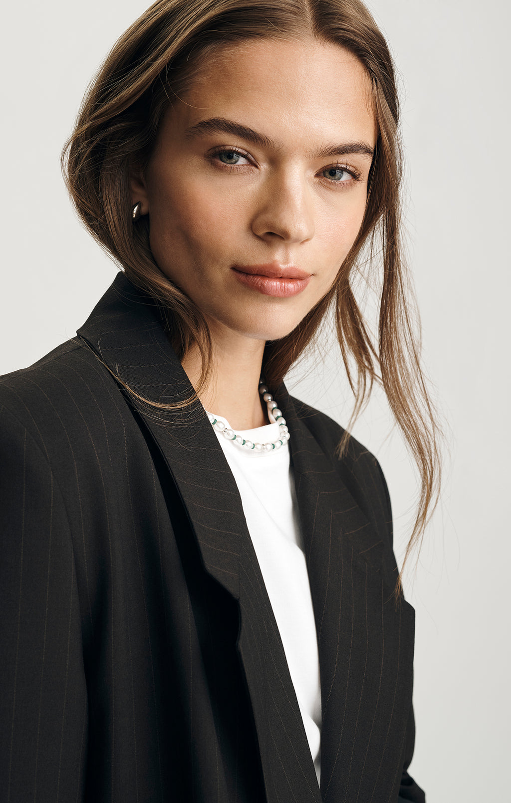 DOUBLE BREASTED BLAZER IN BROWN STRIPED - Mavi Jeans