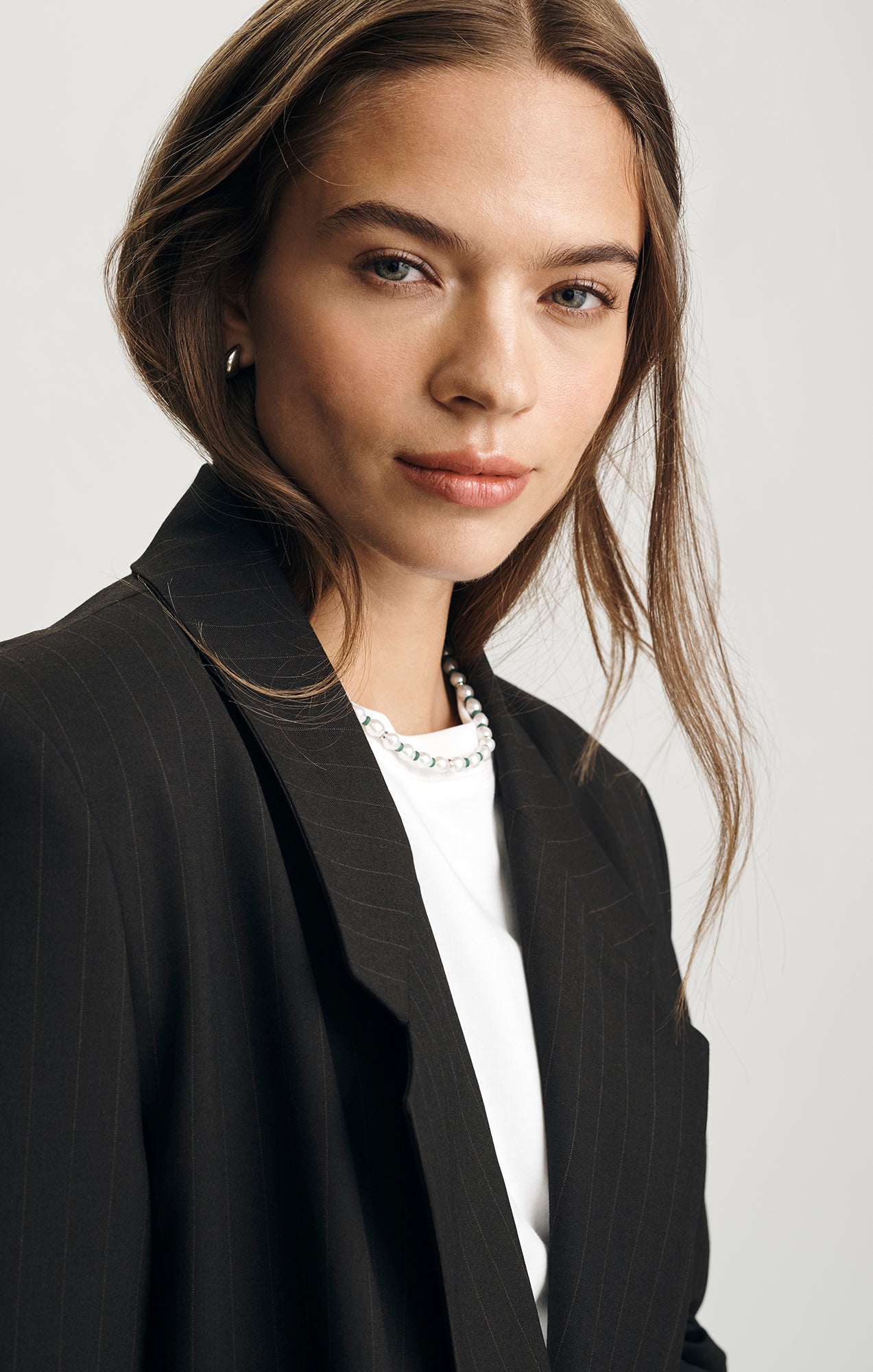 DOUBLE BREASTED BLAZER IN BROWN STRIPED - Mavi Jeans