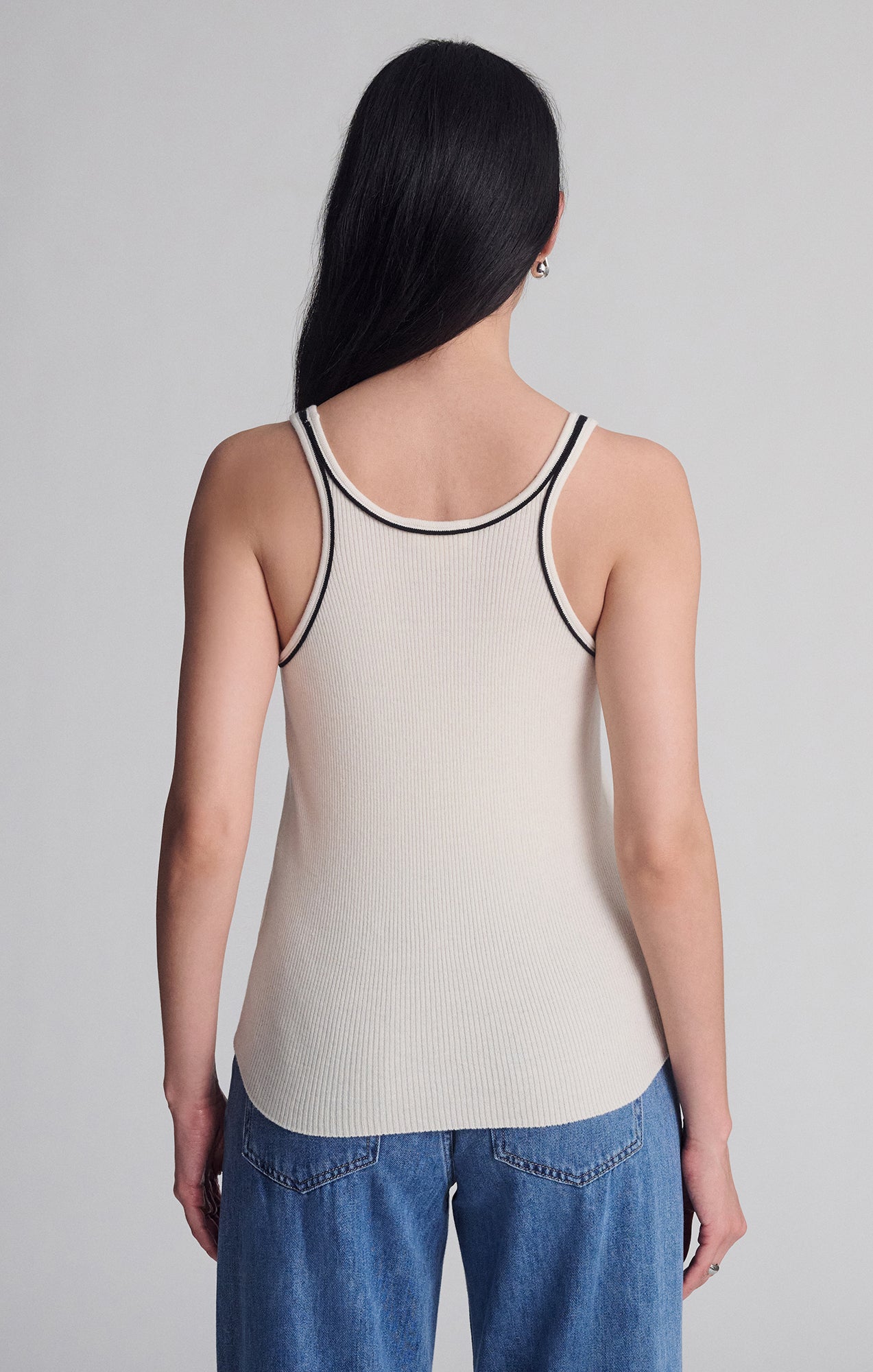 SCOOP NECK TANK TOP IN SEEDPEARL - Mavi Jeans