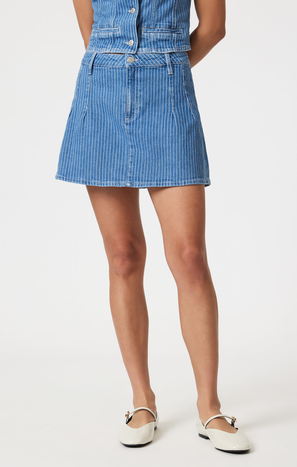 SUMMER DENIM SKIRT IN BLUE STRIPE DENIM - Mavi Jeans