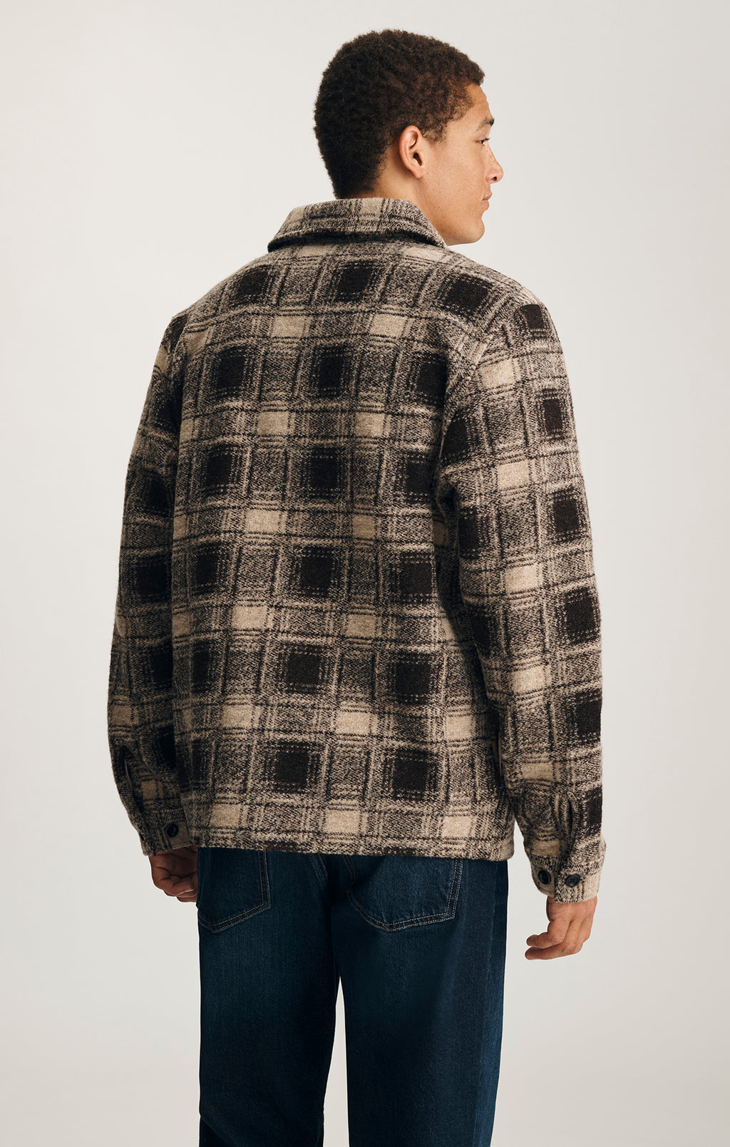 PLAID BUTTON-UP OVERSHIRT IN BROWN