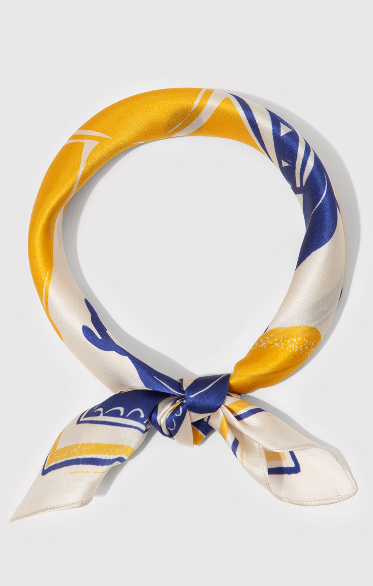 SMALL SILK LEMONS BANDANA IN ANTIQUE WHITE - Mavi Jeans