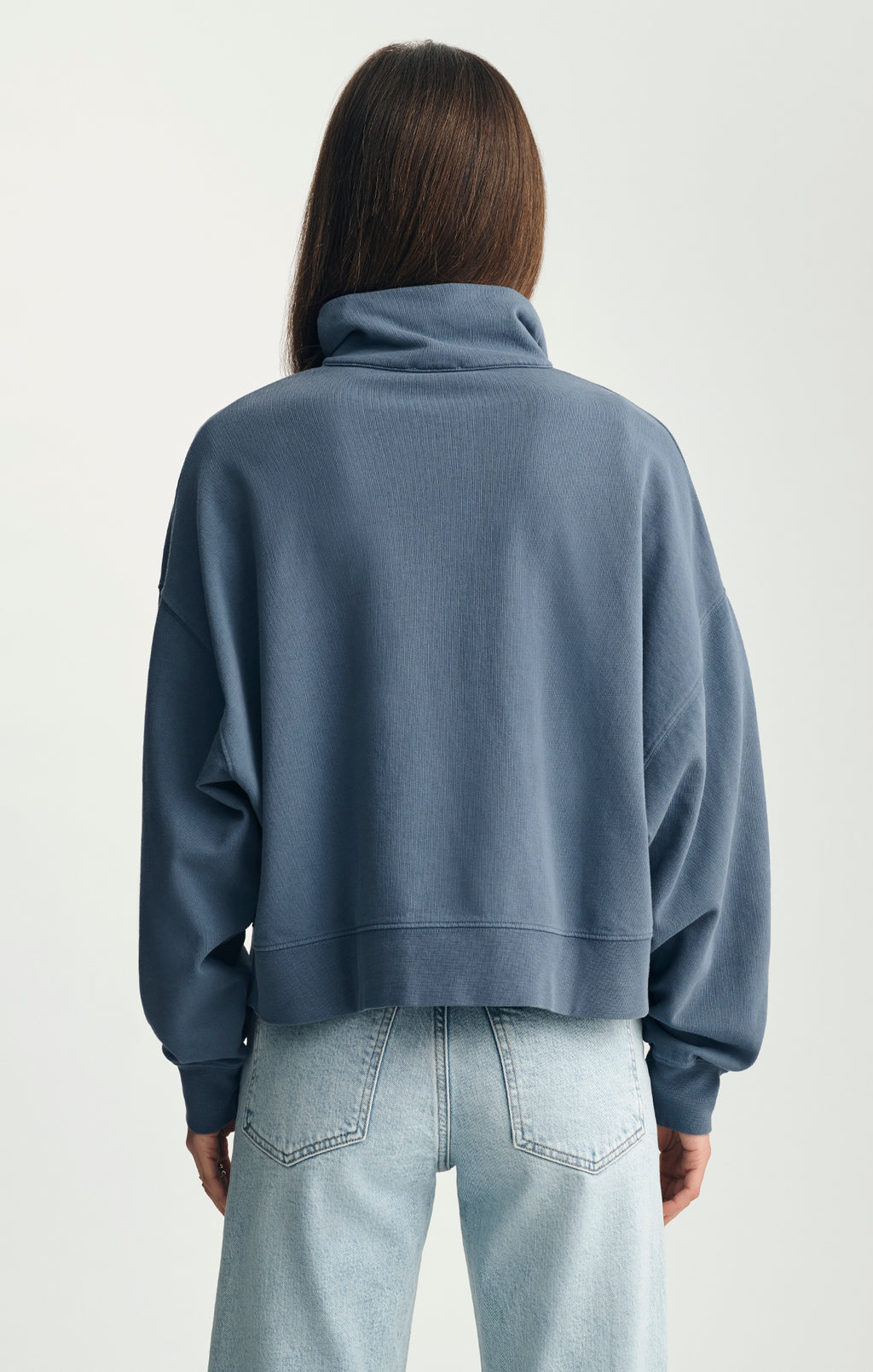 BUTTON-UP FUNNEL NECK SWEATSHIRT IN BLUE INDIGO - Mavi Jeans