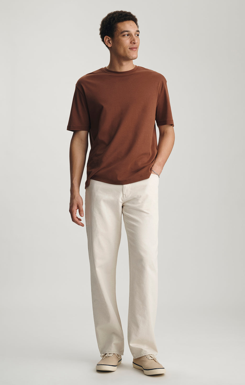 MARLON MODERN STRAIGHT LEG JEANS IN ECRU LINEN DENIM