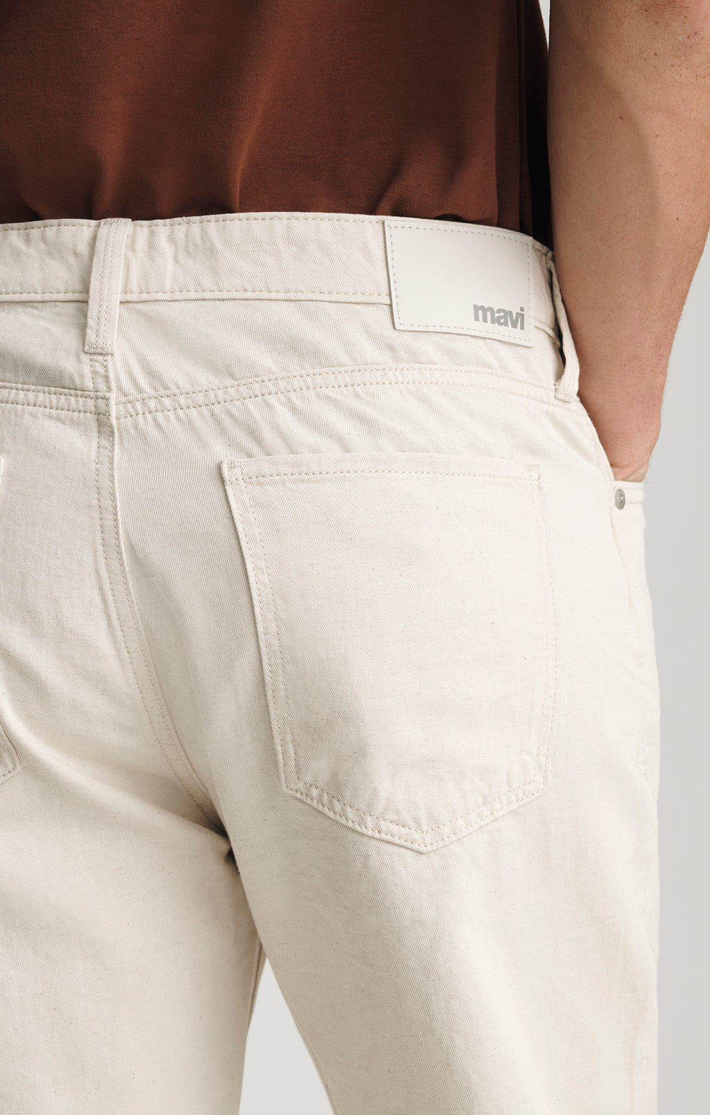 MARLON MODERN STRAIGHT LEG JEANS IN ECRU LINEN DENIM