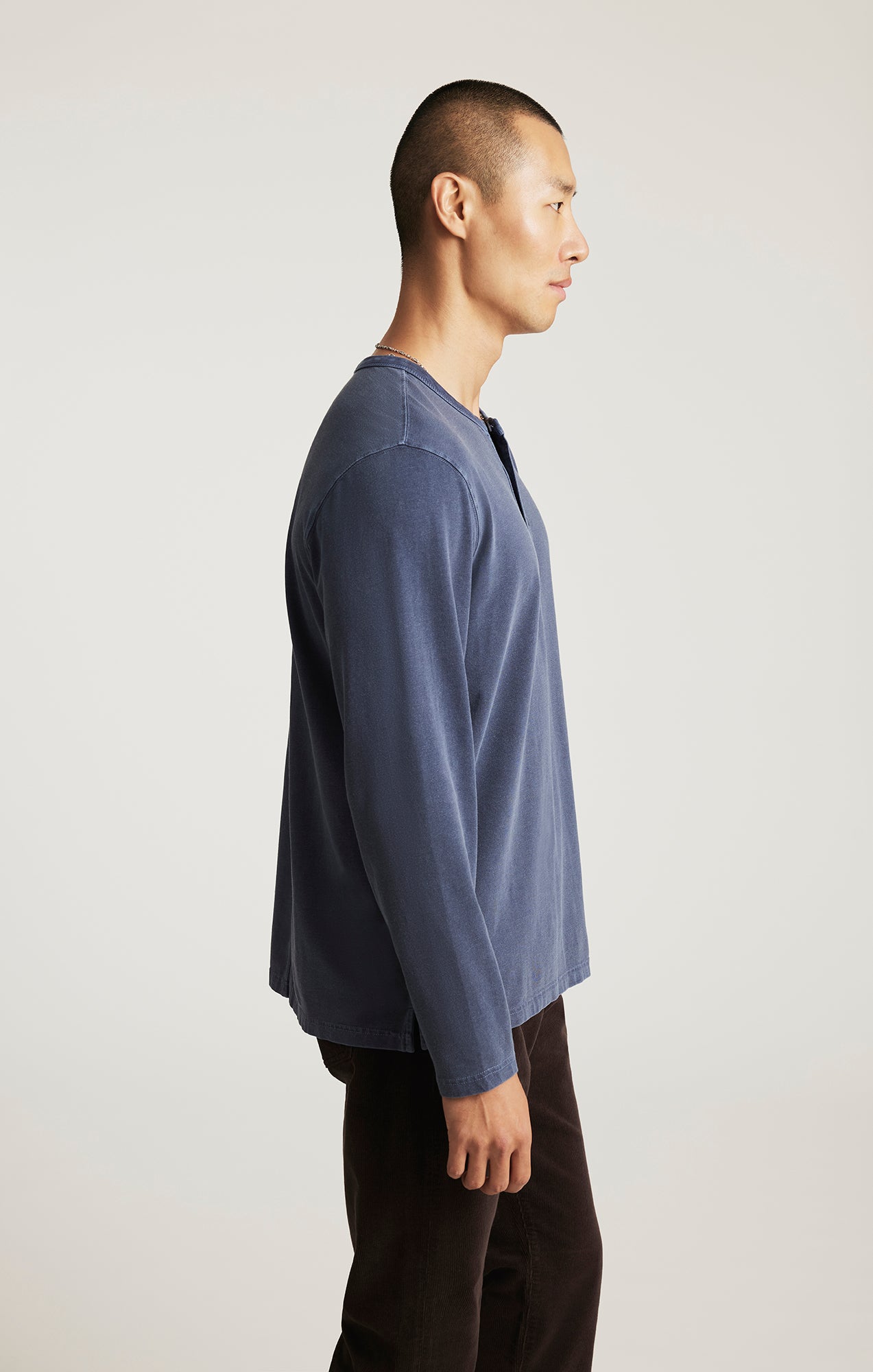 LONG SLEEVE HENLEY T-SHIRT IN OUTER SPACE