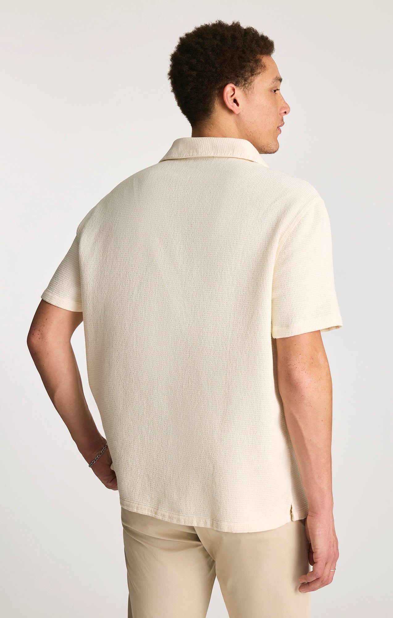 Mavi Men's Waffle Knit Camp Collar Shirt In Antique White – Mavi Jeans