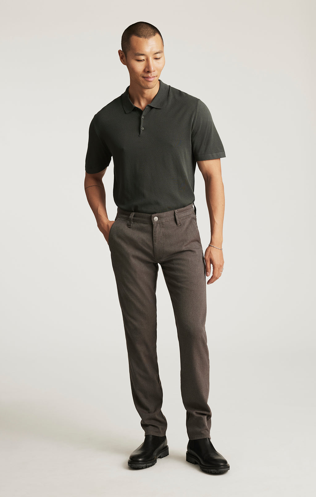 MILTON SLIM STRAIGHT CHINO IN BROWN FEATHER TWEED - Mavi Jeans