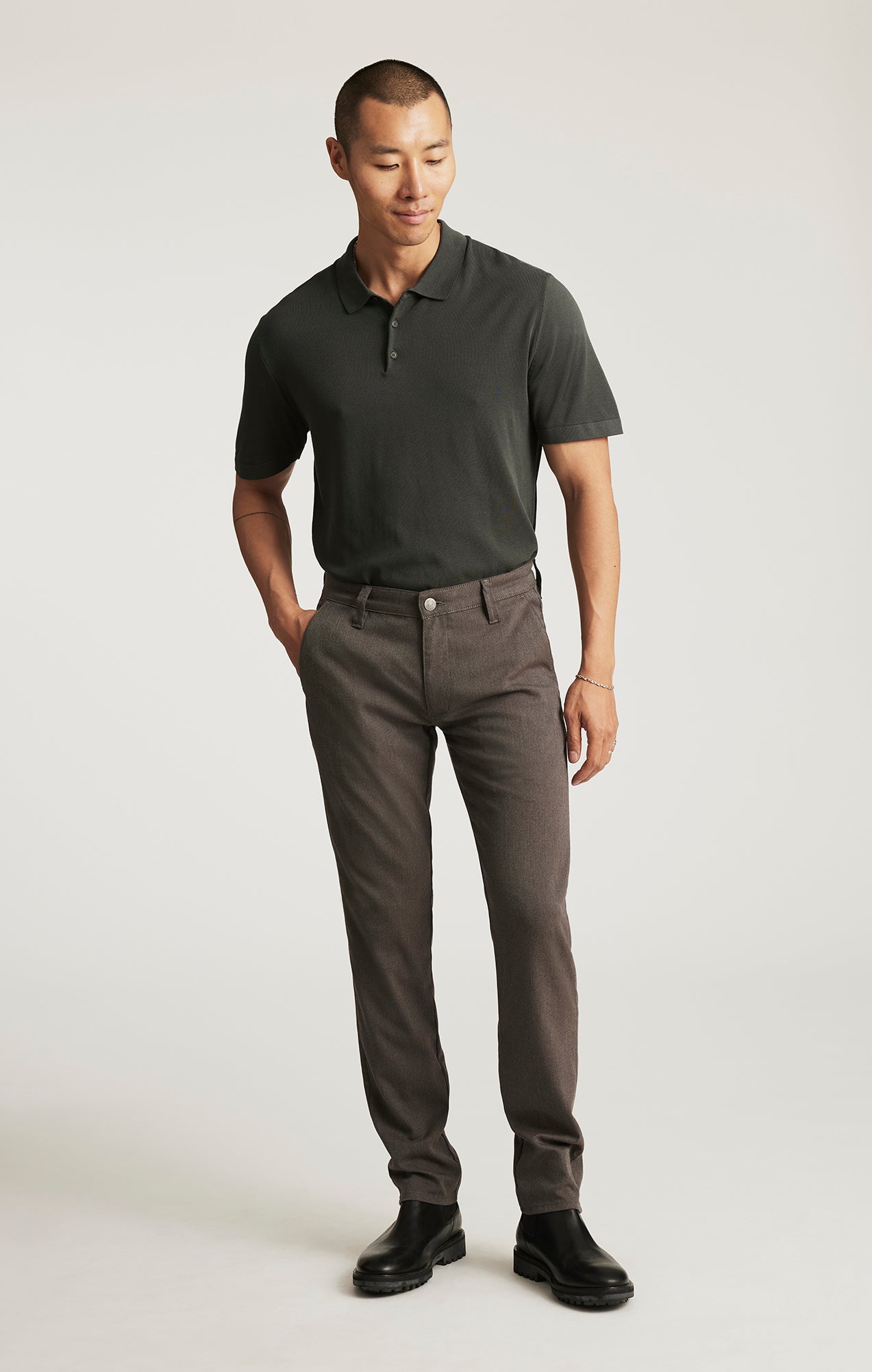 MILTON SLIM STRAIGHT CHINO IN BROWN FEATHER TWEED - Mavi Jeans