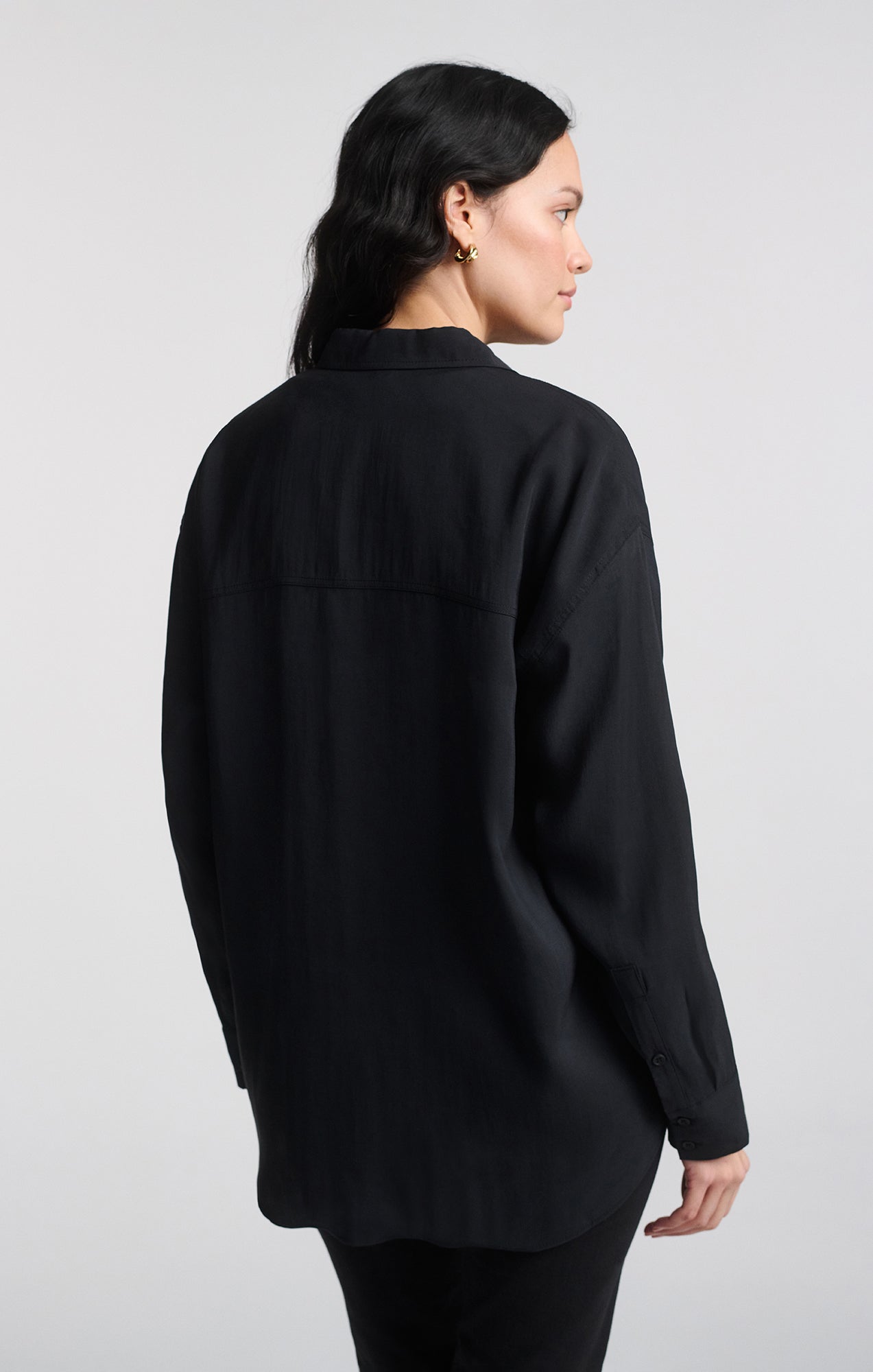 LUXE TOUCH BUTTON-UP SHIRT IN BLACK - Mavi Jeans