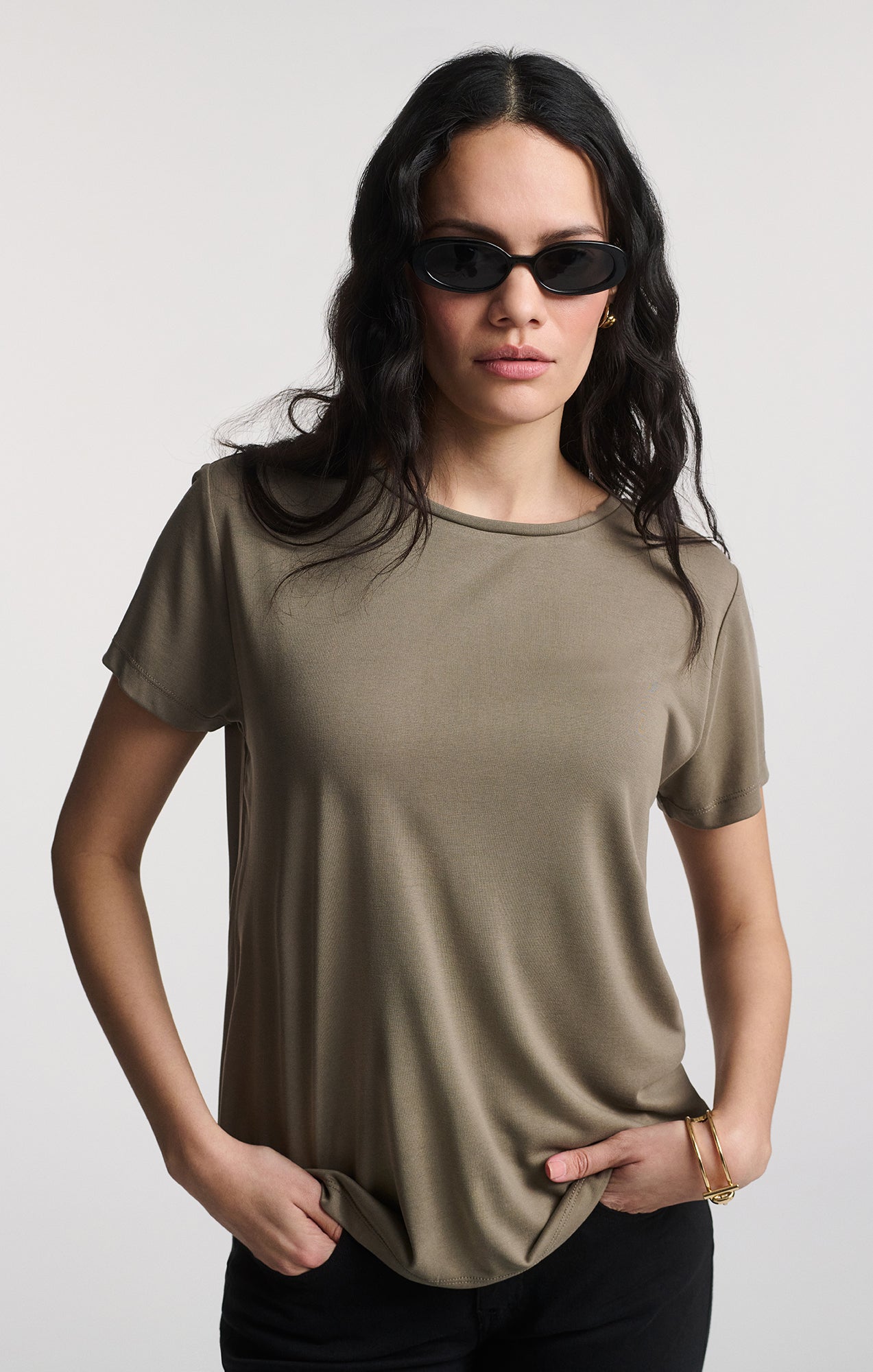 LUXE TOUCH TENCEL™ CREW NECK T-SHIRT IN MOREL - Mavi Jeans