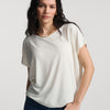 LUXE TOUCH TENCEL™ BOAT NECK T-SHIRT IN ANTIQUE WHITE - Mavi Jeans