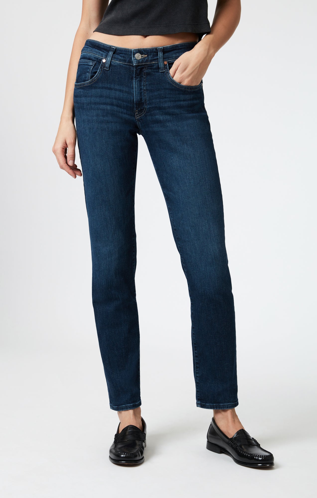 MIRELLA STRAIGHT LEG IN DARK BRUSHED FLEX BLUE - Mavi Jeans