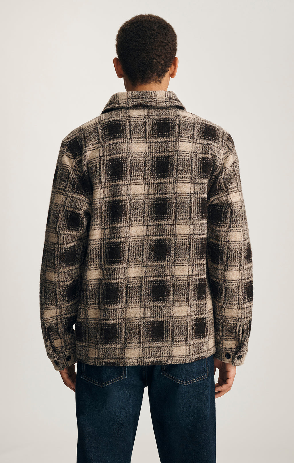 PLAID BUTTON-UP OVERSHIRT IN BROWN