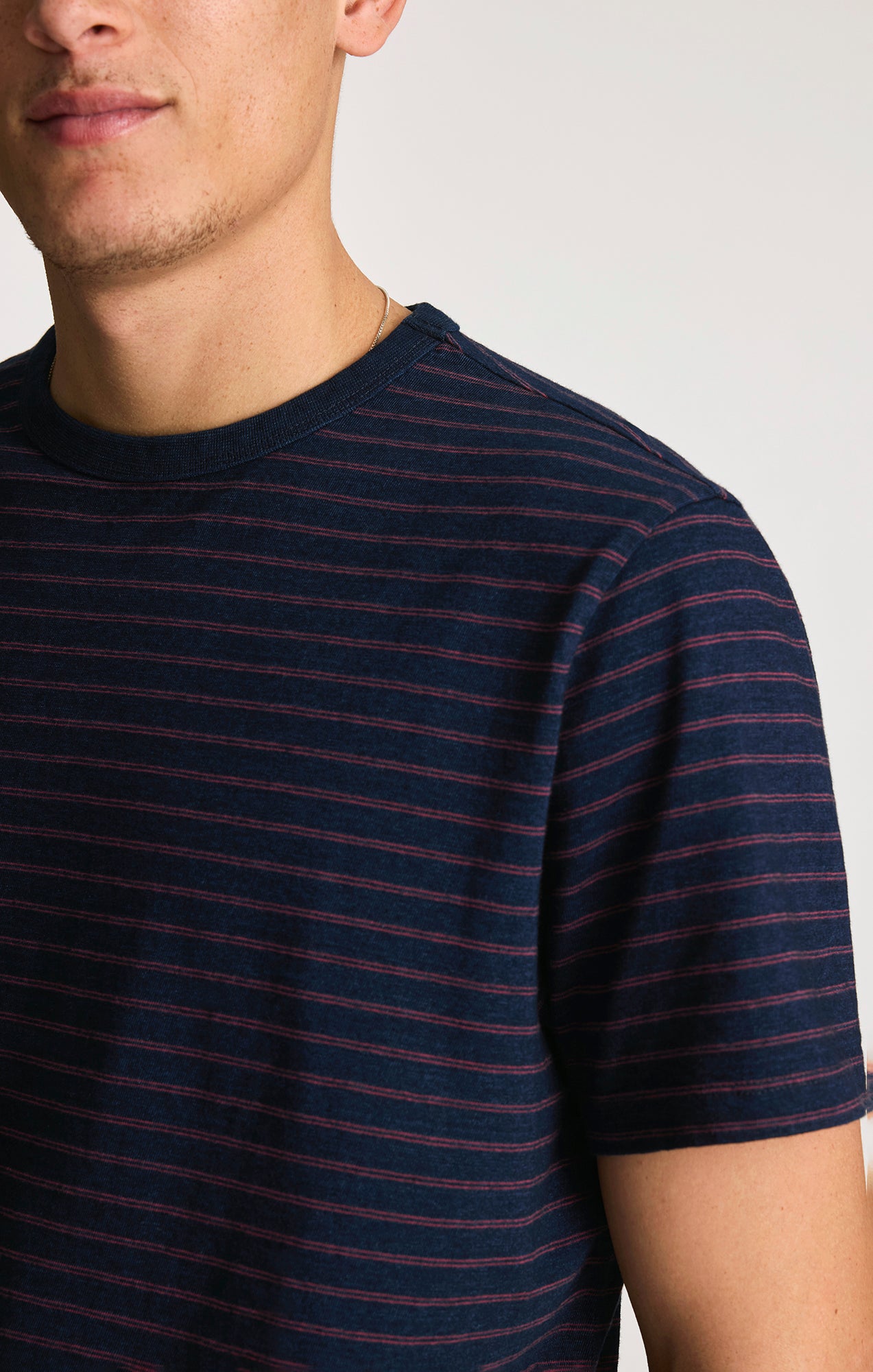CREW NECK T-SHIRT IN INDIGO STRIPE