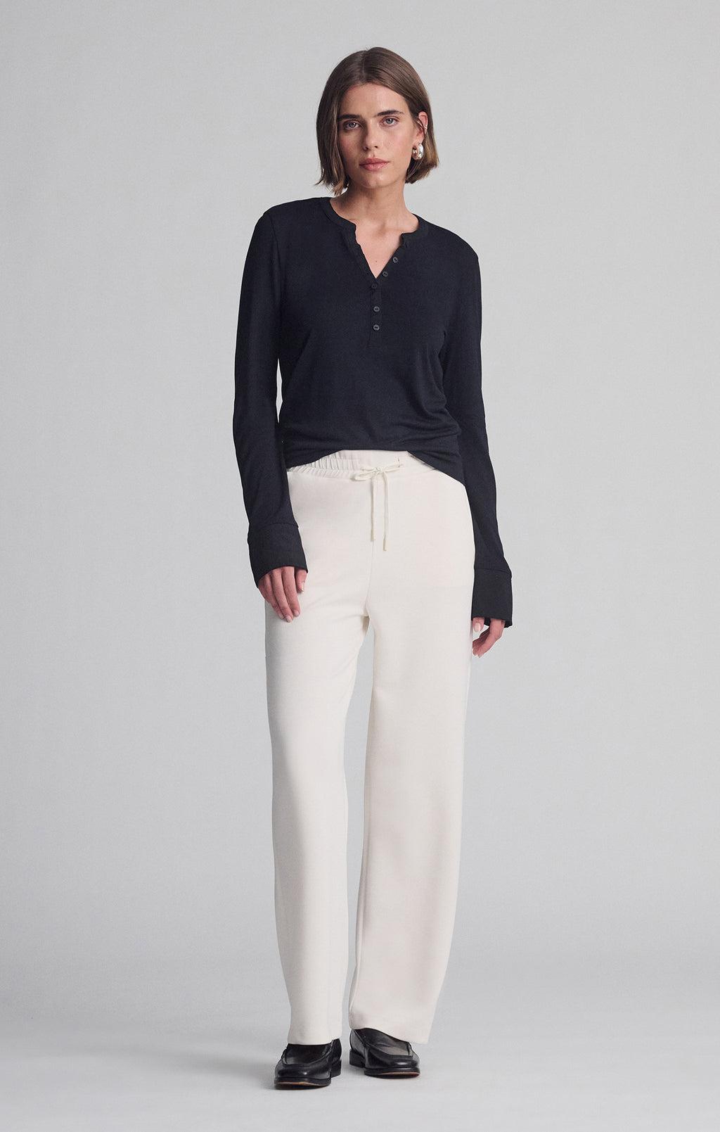 LONG SLEEVE HENLEY IN BLACK - Mavi Jeans