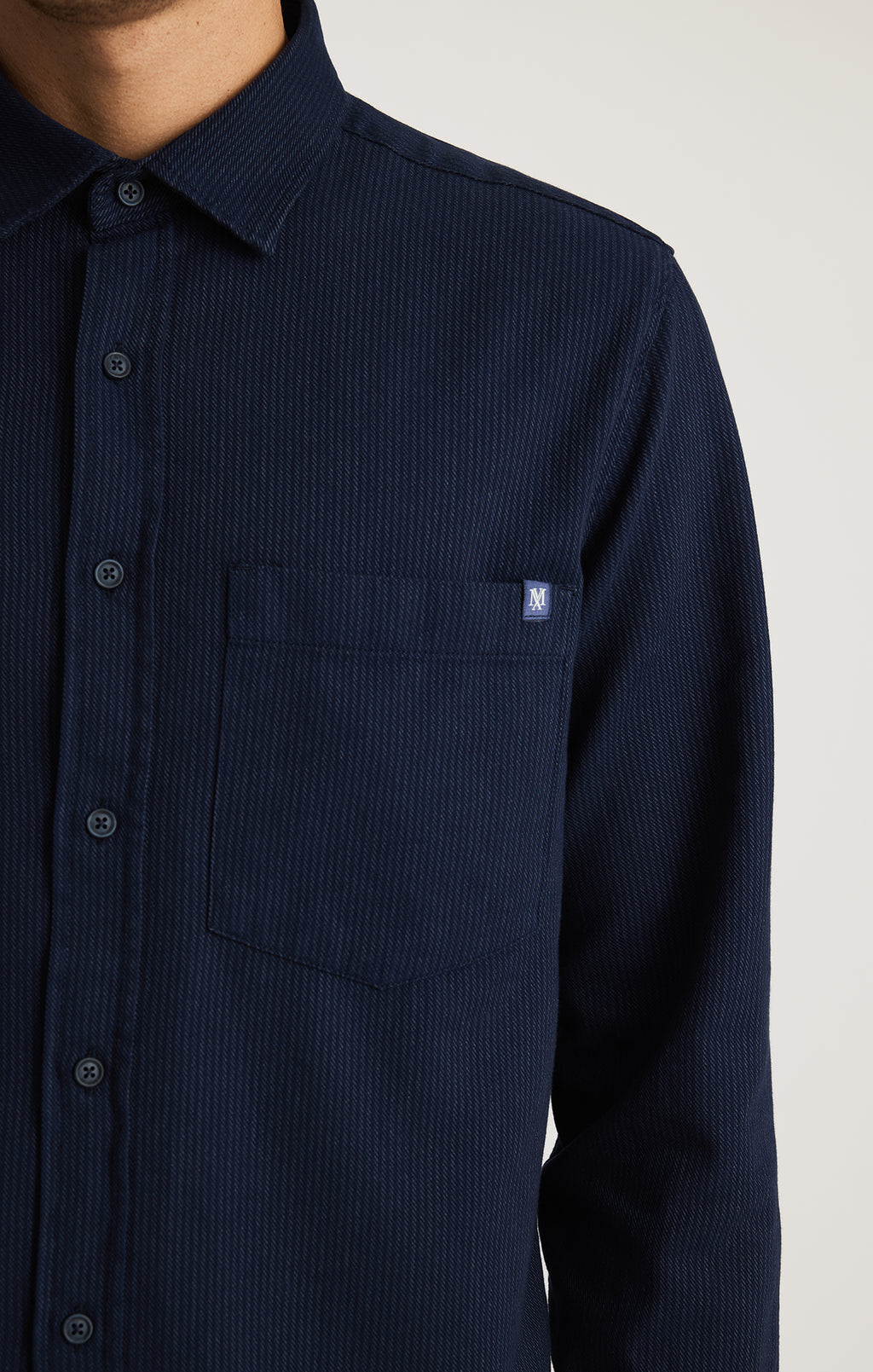EDITION STRIPED BUTTON-UP SHIRT IN INDIGO