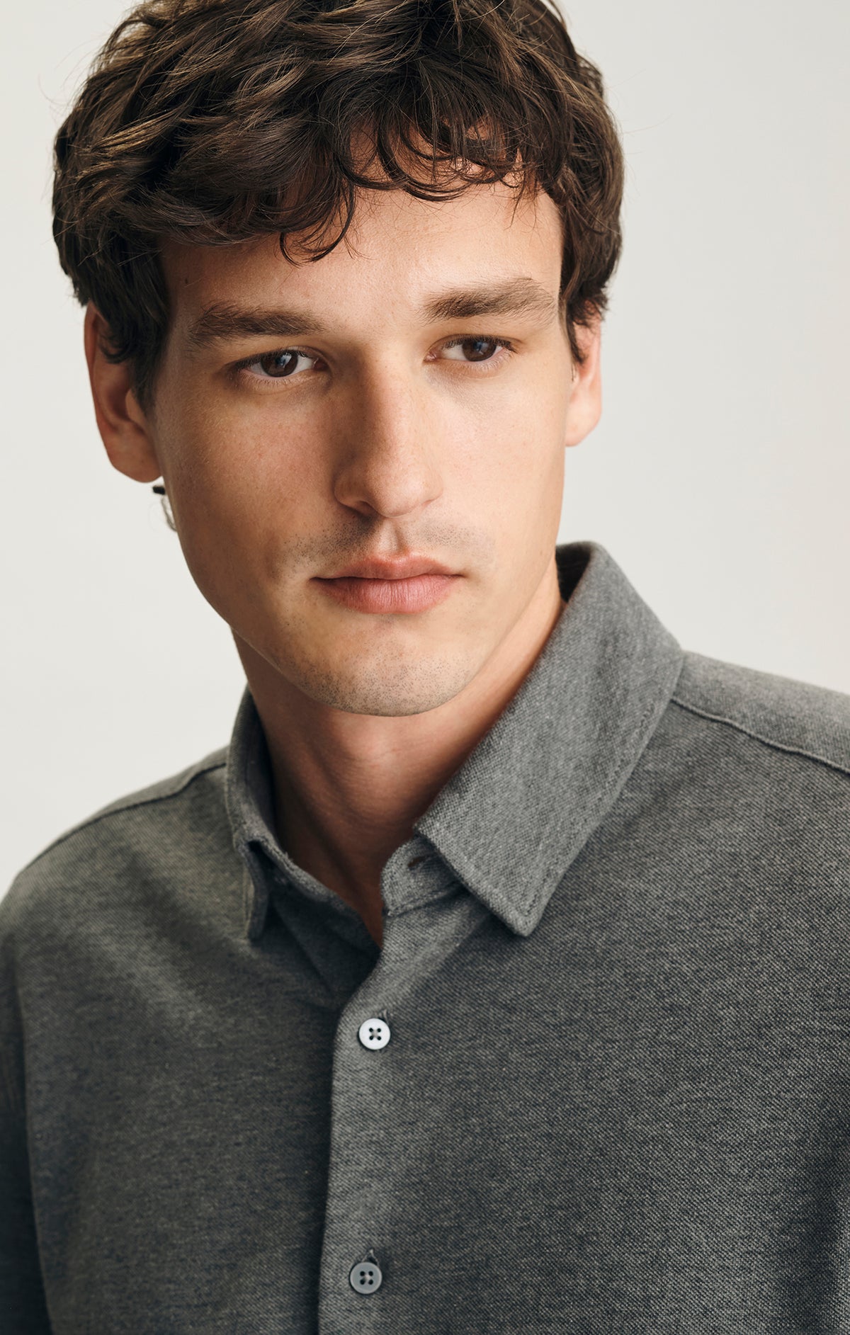 Mavi Men's Button-Up Shirt In Dark Grey Melange