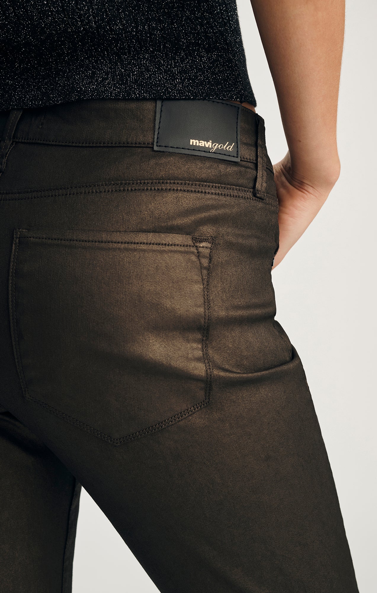 VICKY BOOTCUT IN BROWN SHINY GOLD PREMIUM