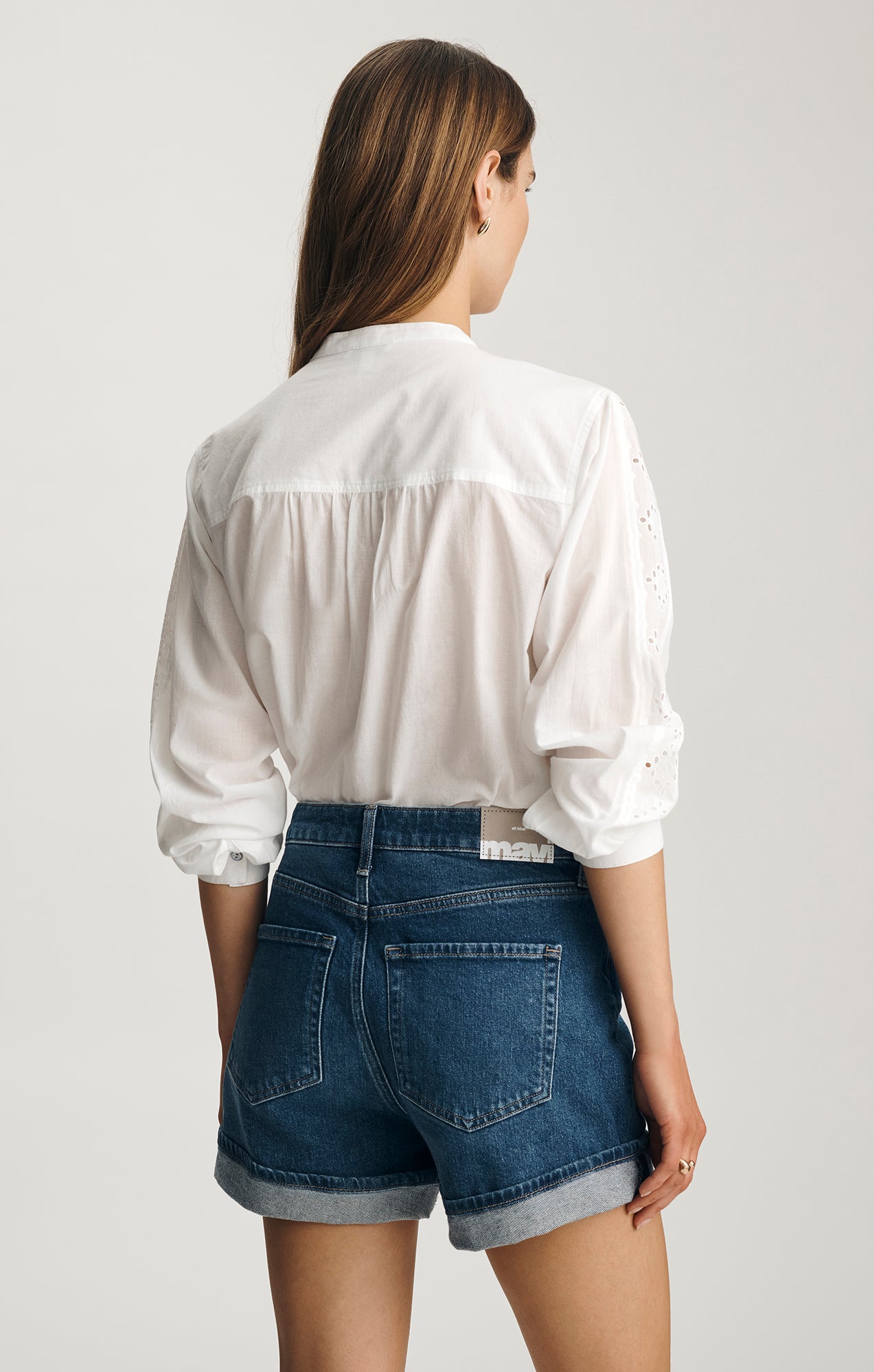 HEIDI CUFFED SHORTS IN MID BRUSHED CLASSIC BLUE