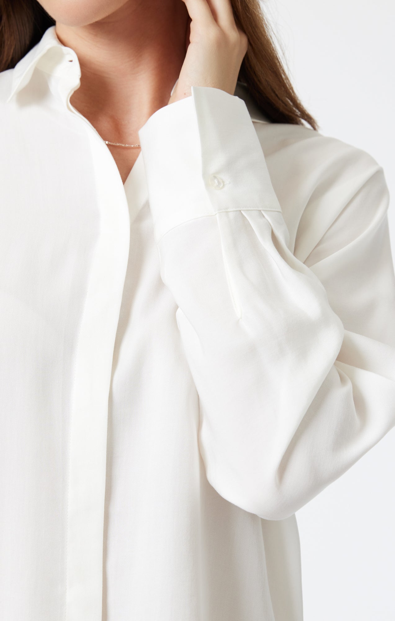 LONG SLEEVE TENCEL SHIRT IN ANTIQUE WHITE - Mavi Jeans