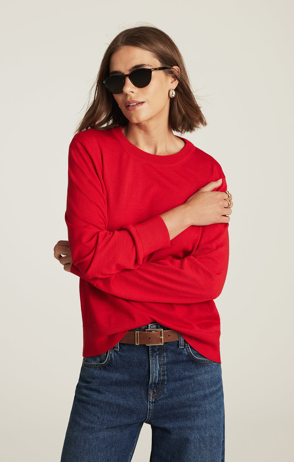 EDITION MERINO WOOL CREW NECK SWEATER IN RIO RED