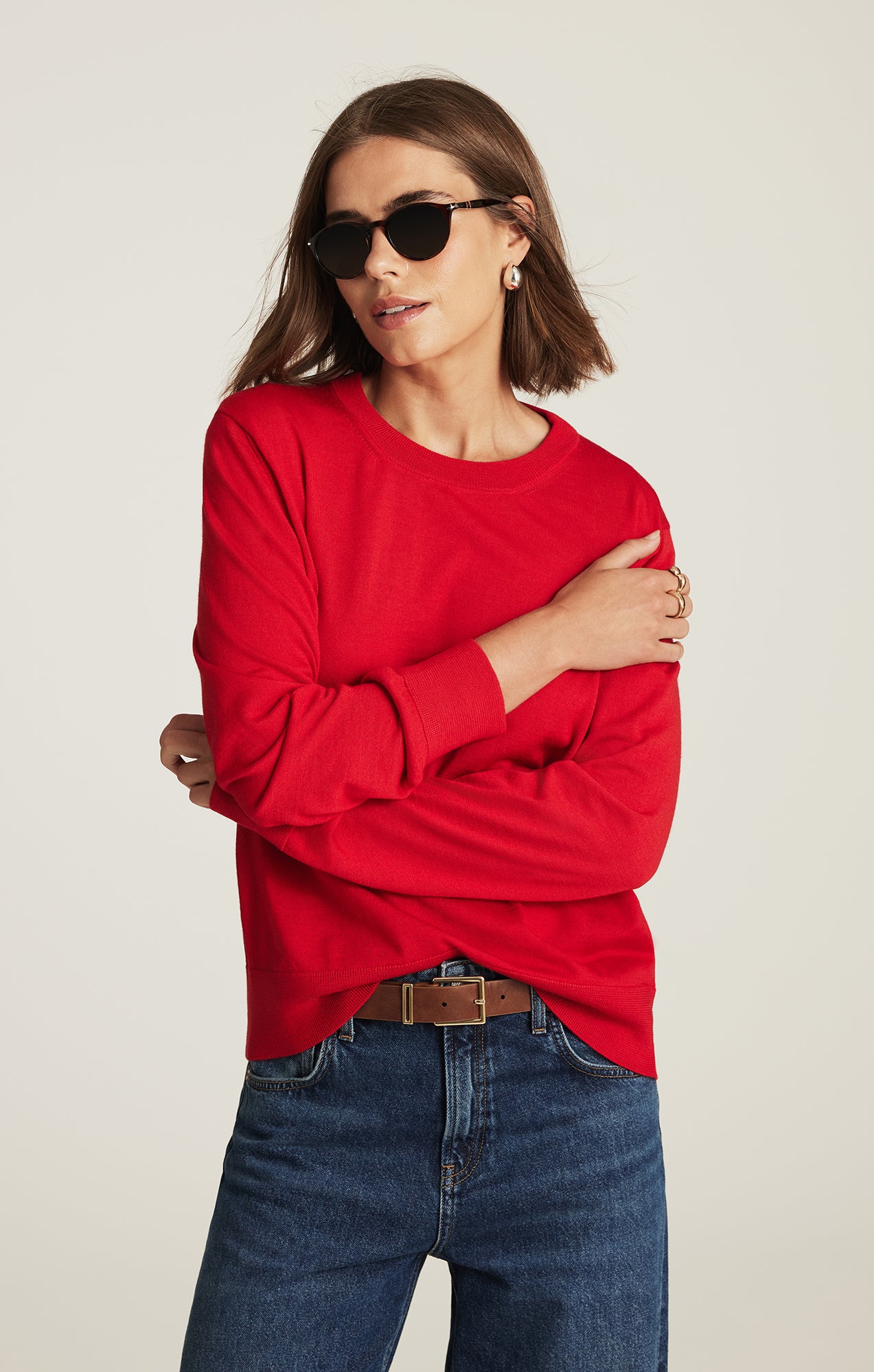 EDITION MERINO WOOL CREW NECK SWEATER IN RIO RED