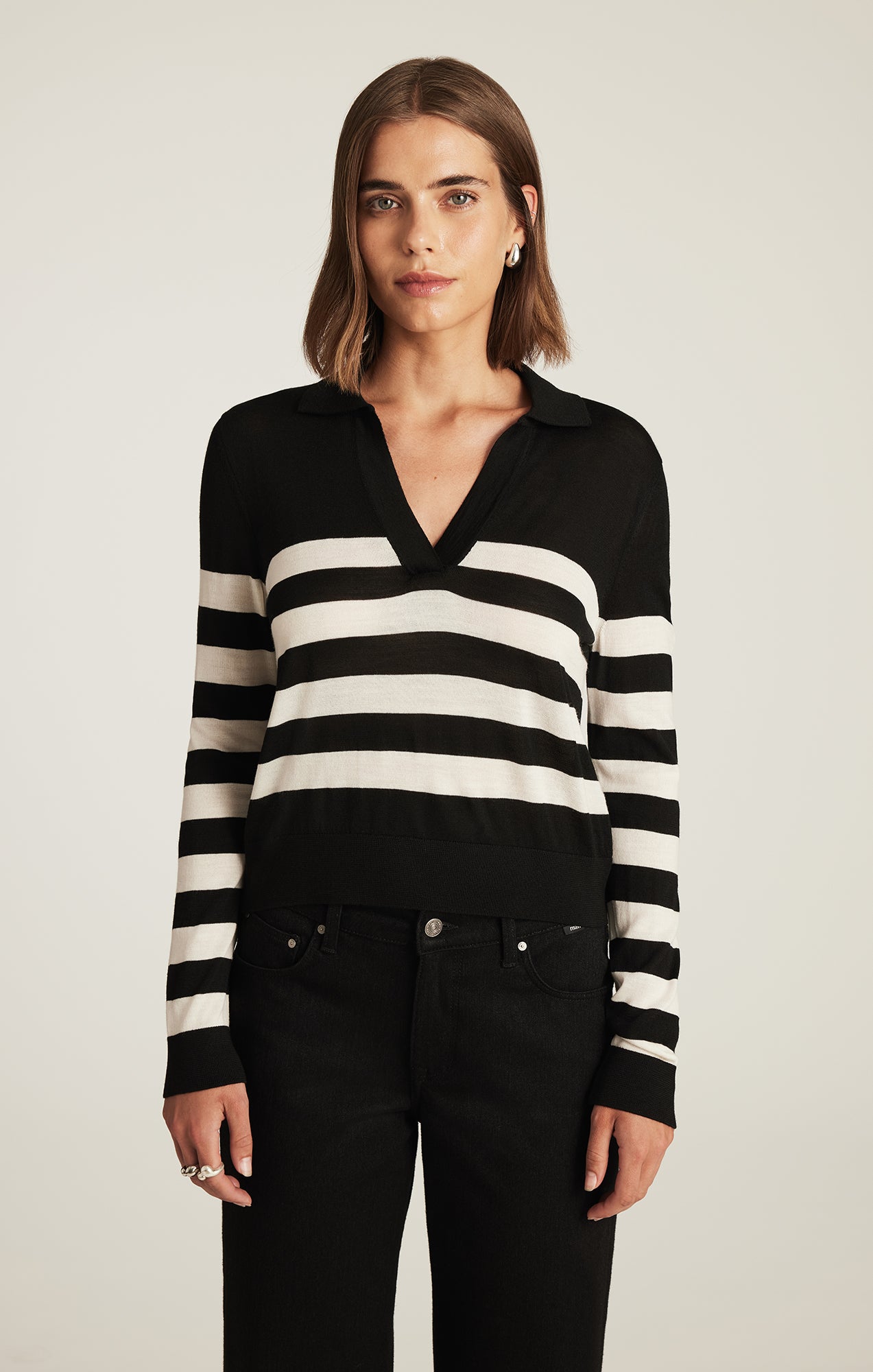 EDITION WOOL PULLOVER SWEATER IN BLACK STRIPE