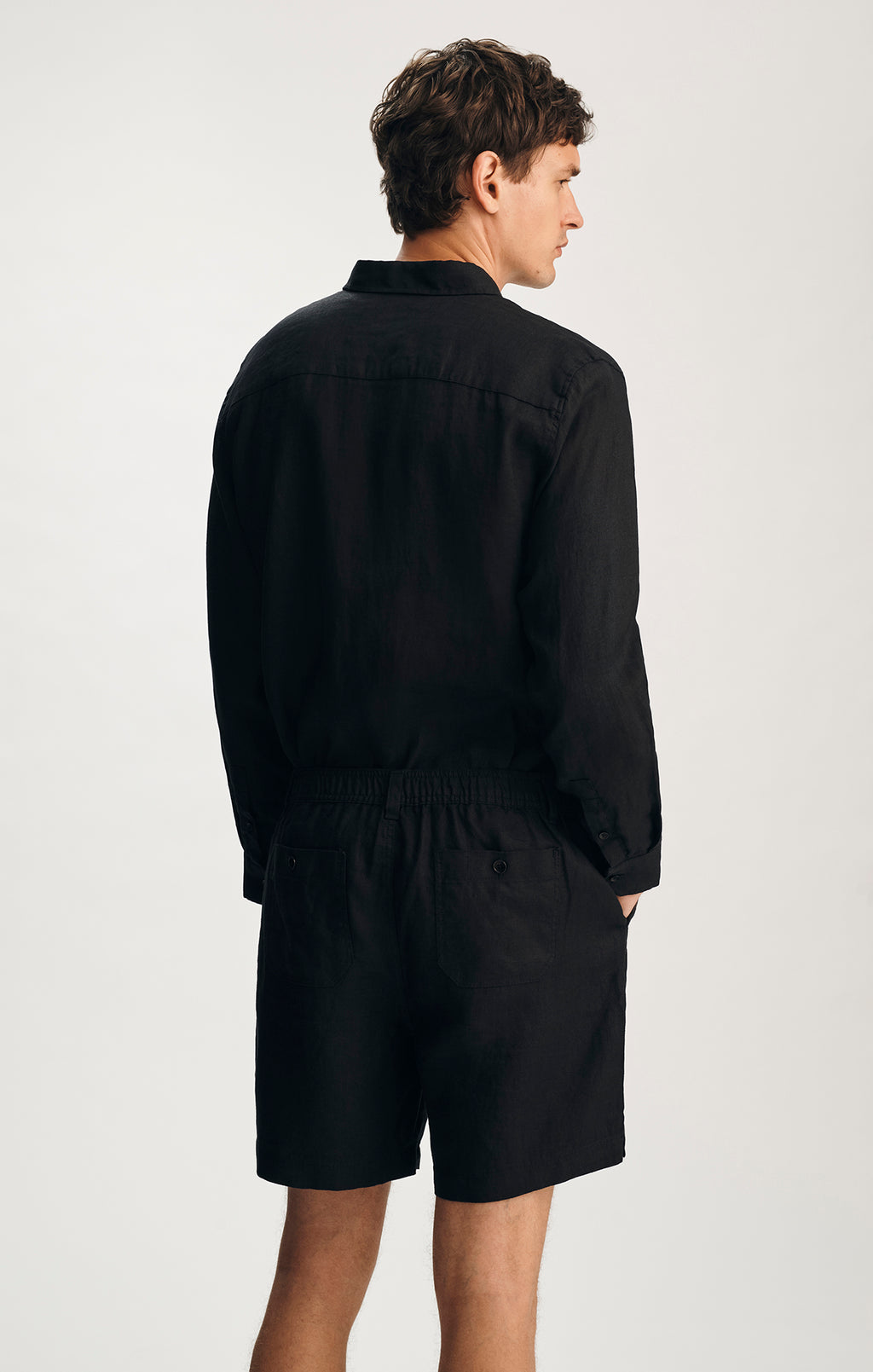 LINEN 7" INSEAM SHORTS IN BLACK - Mavi Jeans