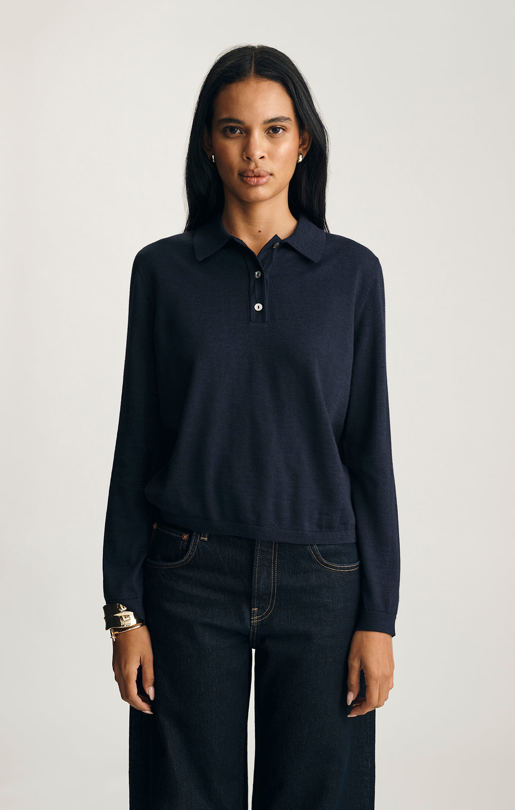 EDITION WOOL POLO SWEATER IN NAVY BLAZER - Mavi Jeans