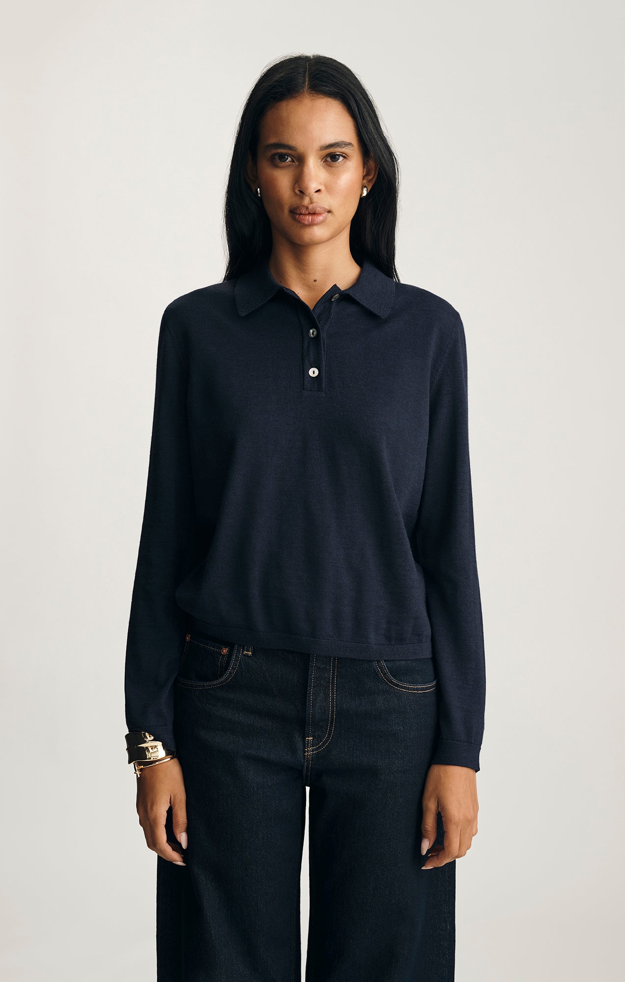 EDITION WOOL POLO SWEATER IN NAVY BLAZER