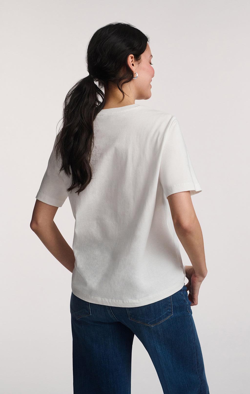 SHORT SLEEVE CREW NECK T-SHIRT IN ANTIQUE WHITE - Mavi Jeans