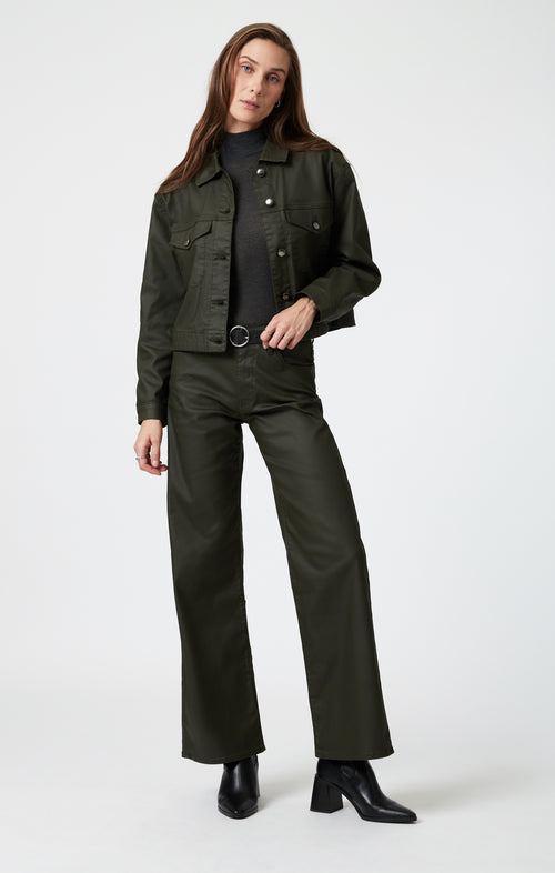 ALENA WIDE LEG IN DARK OLIVE COATED - Mavi Jeans
