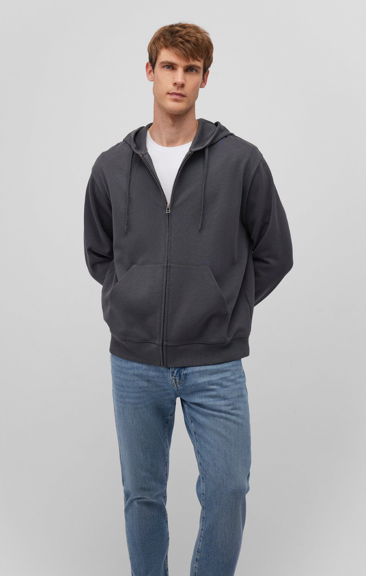 FULL ZIP HOODIE IN PIRATE BLACK - Mavi Jeans
