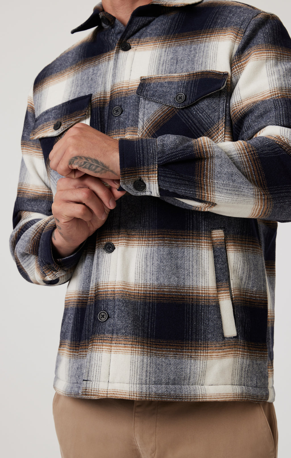 PLAID SHACKET IN BROWN CHECK - Mavi Jeans