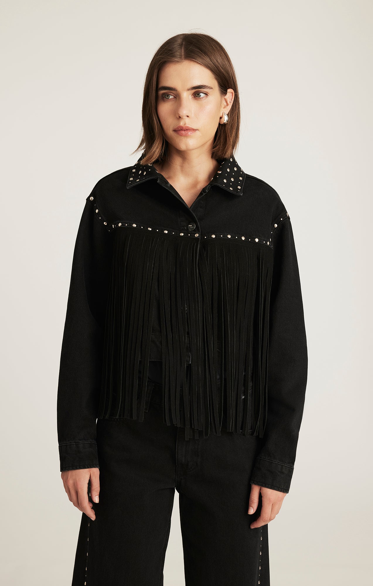 JENNA FRINGE DENIM JACKET IN SMOKE FRINGE DENIM - Mavi Jeans