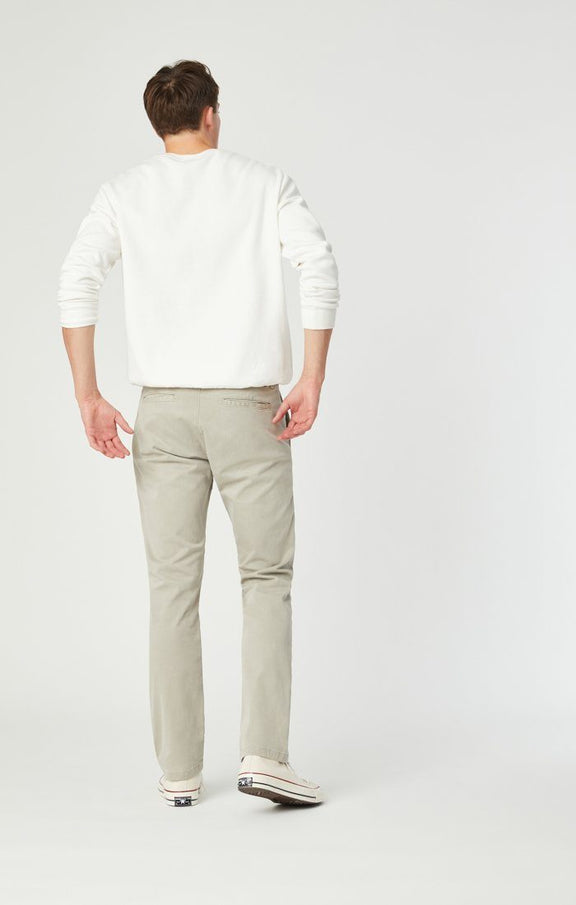 Mavi Men's Johnny Slim Leg Chino in Stone Grey Sateen Twill