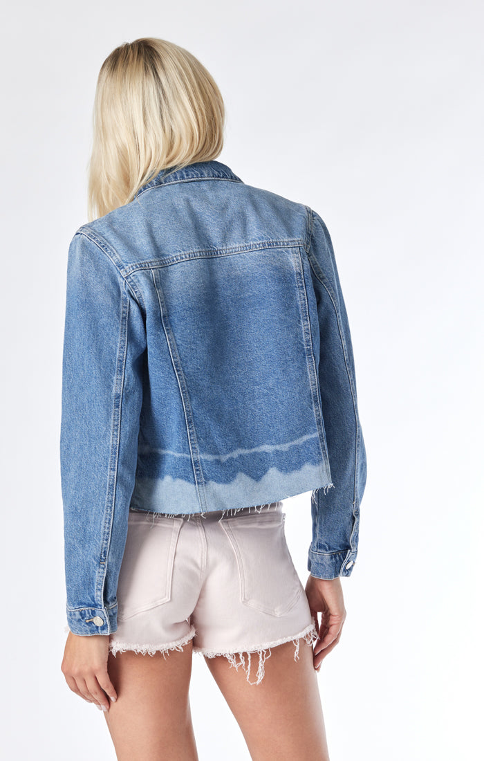 Mavi Women's Sienna Cut-Off, Crop Jacket In Mid Denim