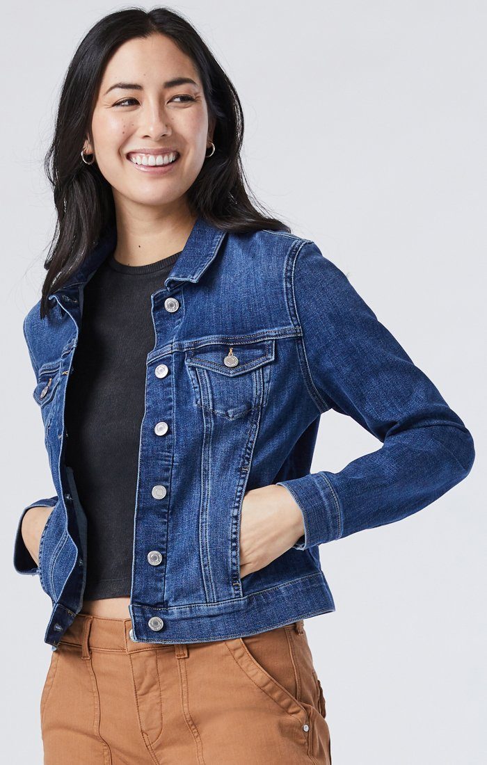 SAMANTHA JACKET IN MID BRUSHED FEATHER BLUE - Mavi Jeans