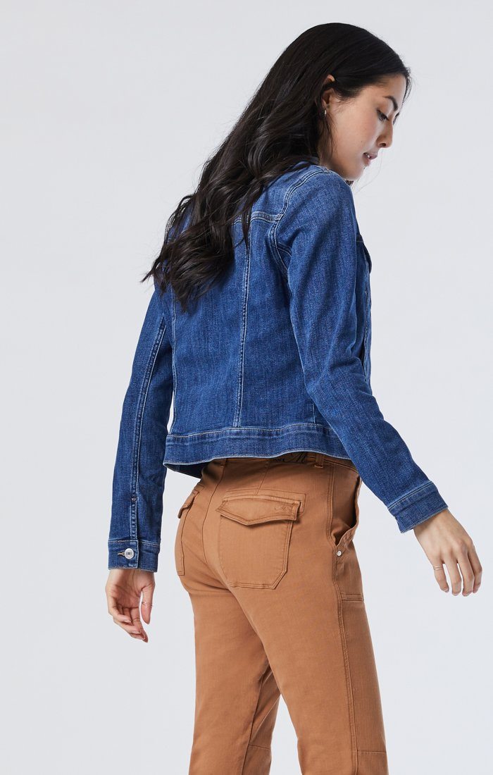 SAMANTHA JACKET IN MID BRUSHED FEATHER BLUE - Mavi Jeans