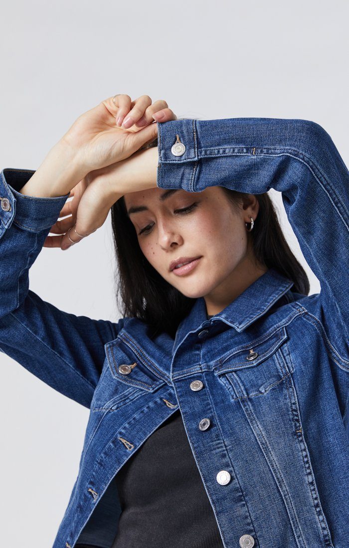 SAMANTHA JACKET IN MID BRUSHED FEATHER BLUE - Mavi Jeans