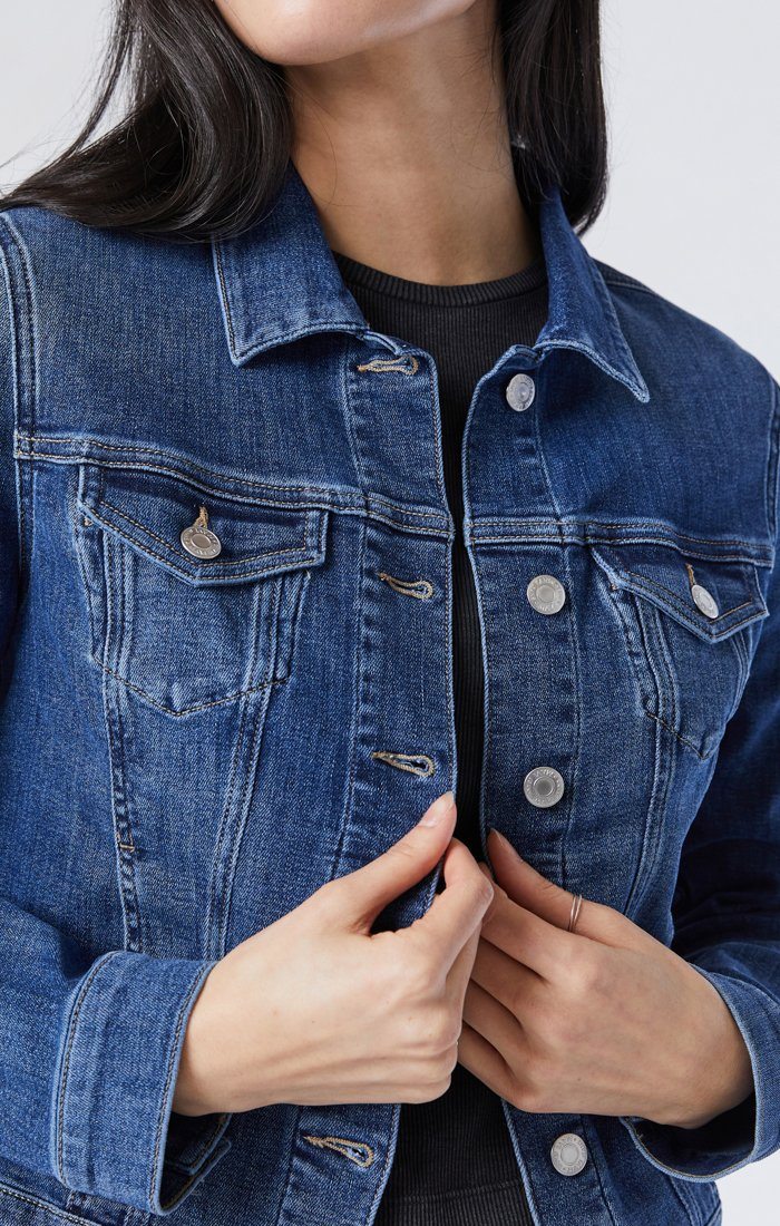 SAMANTHA JACKET IN MID BRUSHED FEATHER BLUE - Mavi Jeans