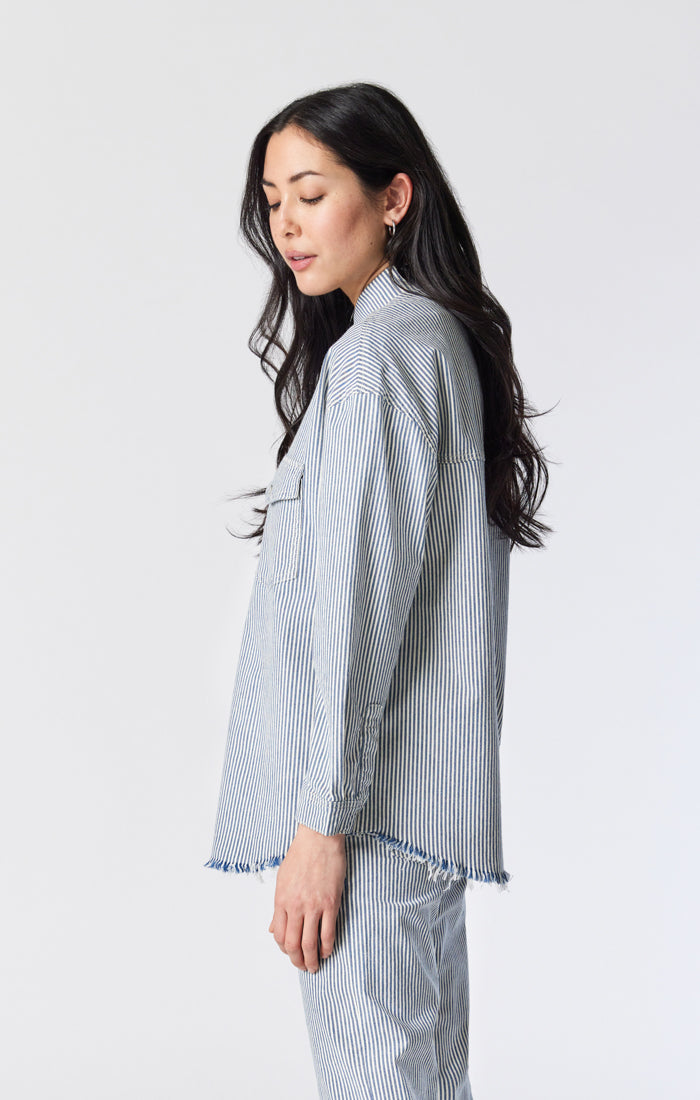 Mavi Women's Livia Shirt in Stripe Denim