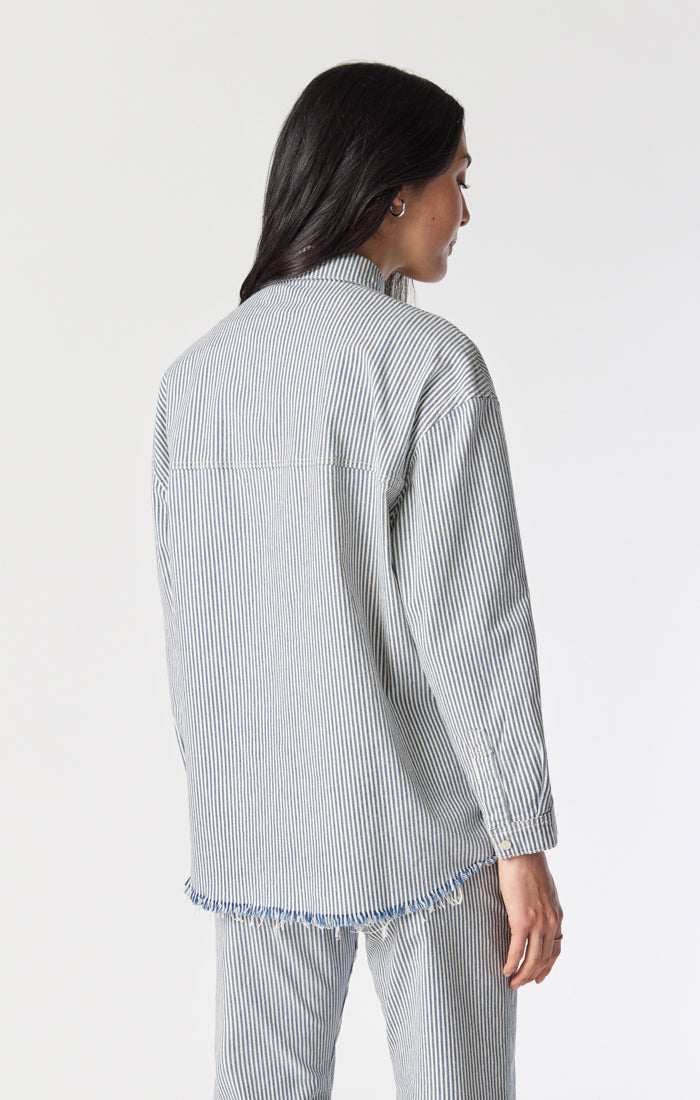 Mavi Women's Livia Shirt in Stripe Denim