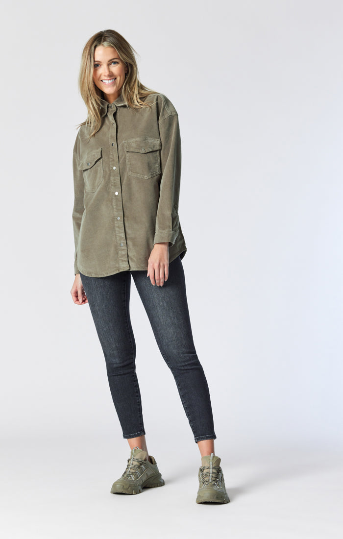 LIVIA OVERSIZED DENIM SHIRT IN ALOE CORD - Mavi Jeans